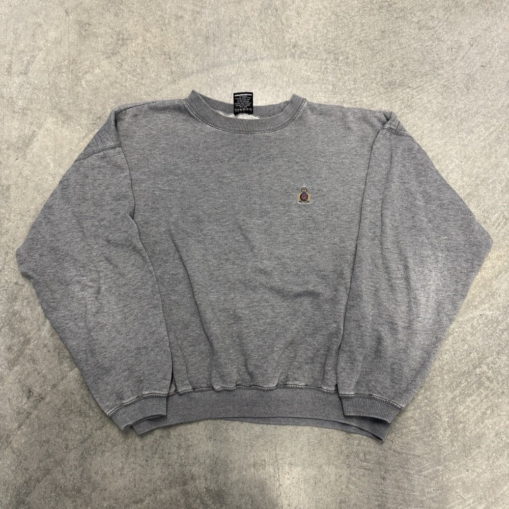 Vintage Bugle Boy Crewneck Cropped Women's Gray Logo Embroidered Essential XL